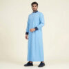 Navy Contrast Collar & Cuffs Sky Blue Thobe