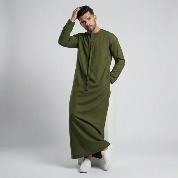 Olive Green Mens Emirati Thobe USA Olive Green Men's Emirati Thobe