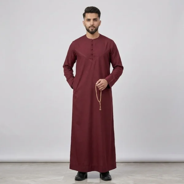 Omani Style Mens Maroon Thobe USA