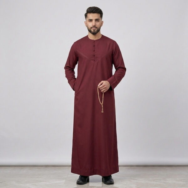 Omani Style Men's Maroon Thobe
