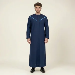 Omani Style Navy Blue Mens Thobe USA