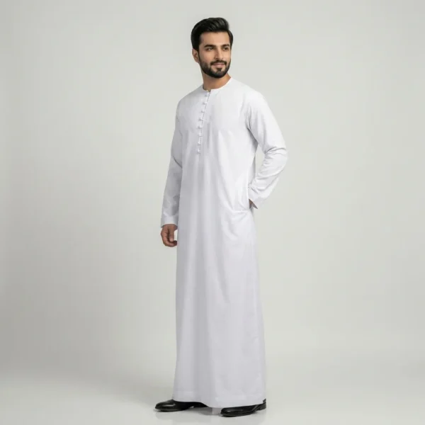Plain Men’s Iced White Omani Thobe USA Plain Men’s Iced White Omani Thobe USA