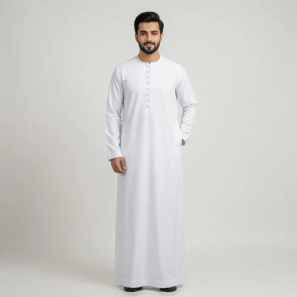 Plain Men’s Iced White Omani Thobes USA Plain Men’s Iced White Omani Thobes USA