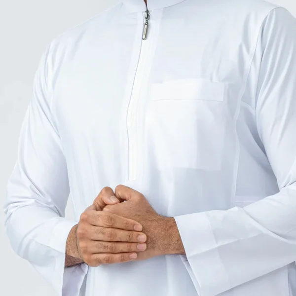 Plain White Zipper Thobe USA Plain White Zipper Thobe USA