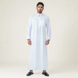 Plain White Zipper Thobes USA