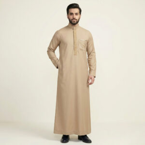 Premium Beige Embroidered Thobe for Men