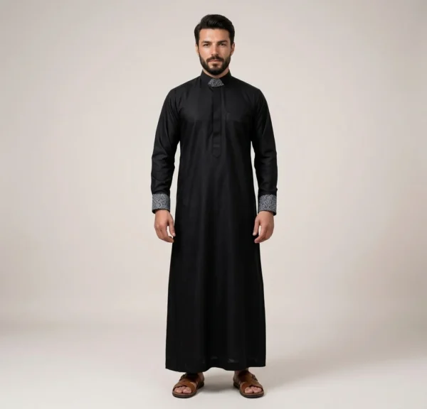Premium Black Mens Designer Thobe USA