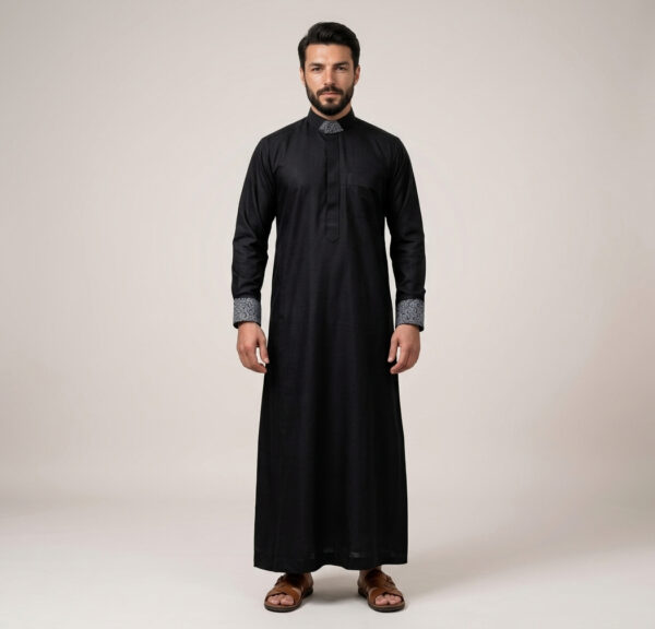 Premium Black Men's Designer Thobe