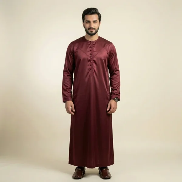 Premium Deep Maroon Silk Thobes for Men USA Premium Deep Maroon Silk Thobes for Men USA