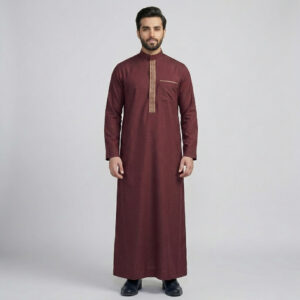Premium Embroidered Men's Maroon Thobe