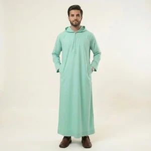 Premium Hooded Mint Green Mens Thobes USA