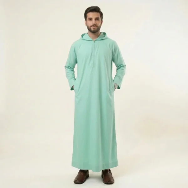 Premium Hooded Mint Green Mens Thobes USA Premium Hooded Mint Green Mens Thobes USA