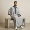 Premium Light Grey Men's Moroccan Thobe