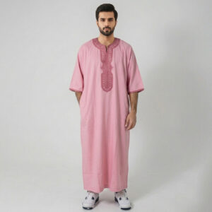 Premium-Rose-Pink-Mens-Moroccan-Thobe.jpg Premium Rose Pink Men's Moroccan Thobe