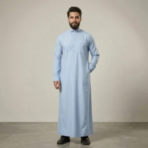 Premium Sky Blue Arabic Mens Cashmere Wool Thobe USA