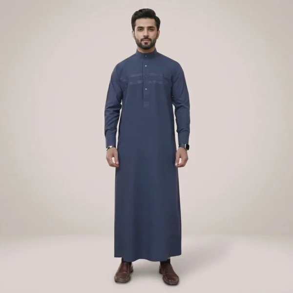 Premium Steel Blue Mens Designer Thobes USA Premium Steel Blue Mens Designer Thobes USA