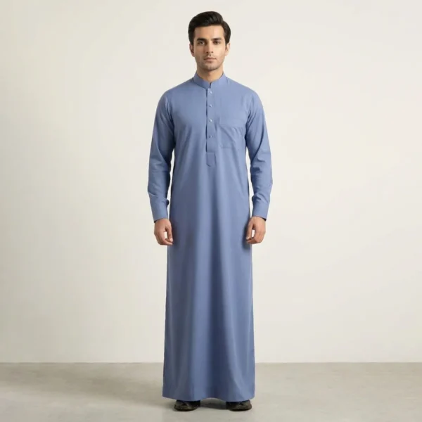 Saudi Collar Regent Blue Men’s Thobes USA