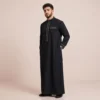 Saudi Style Mens Black and Gold Thobe USA