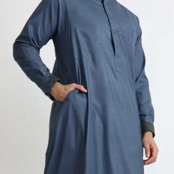 Slate Blue Saudi Collar Men’s Thobe USA