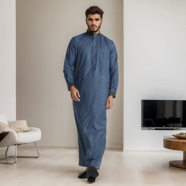 Slate Blue Saudi Collar Men’s Thobes USA