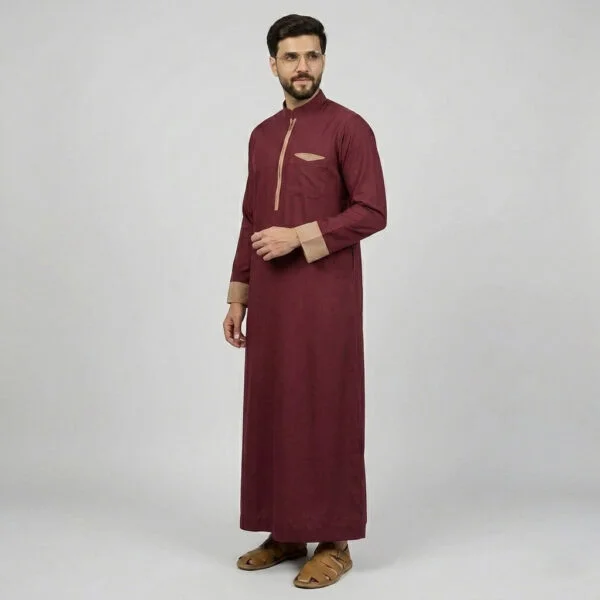 Tan Contrast Mens Maroon Thobes USA Tan Contrast Mens Maroon Thobes USA