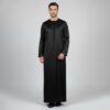 Traditional Black Emirati Style Men's Silk Thobe