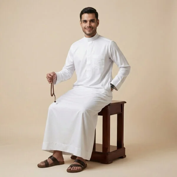 Traditional White Arabic Style Mens Silk Thobes USA