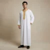 White and Gold Embroidered Moroccan Thobe USA White and Gold Embroidered Moroccan Thobe USA