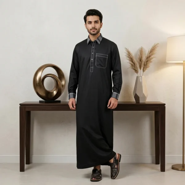 Black designer silk men's thobes wholesalers USA