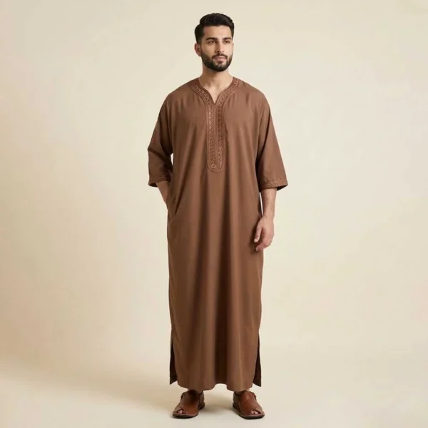 Brown elegant moroccan men thobes wholesale USA