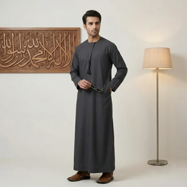 Charcoal grey emirati style men's thobes wholesalers USA