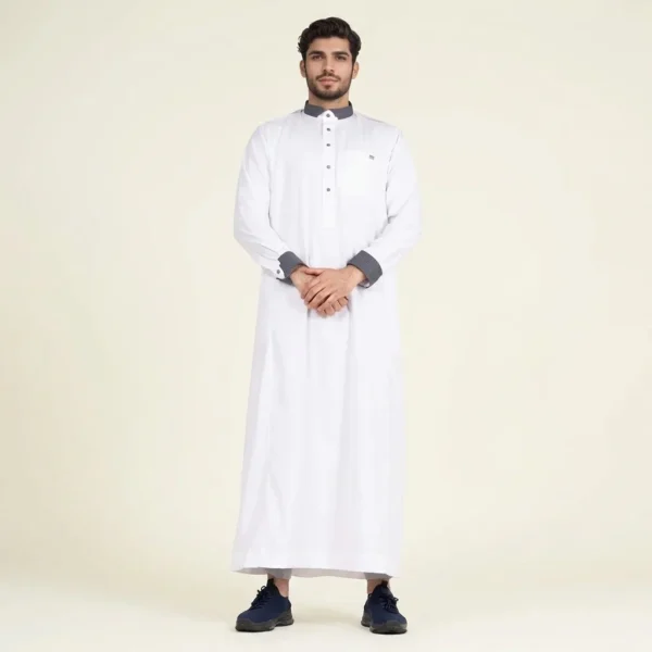 Contrast collar white thobes wholesale USA