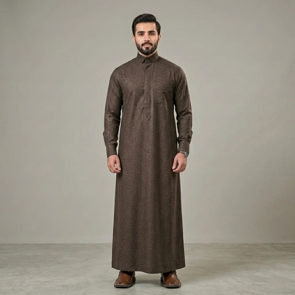 Dark brown cashmere wool wholesale thobes USA