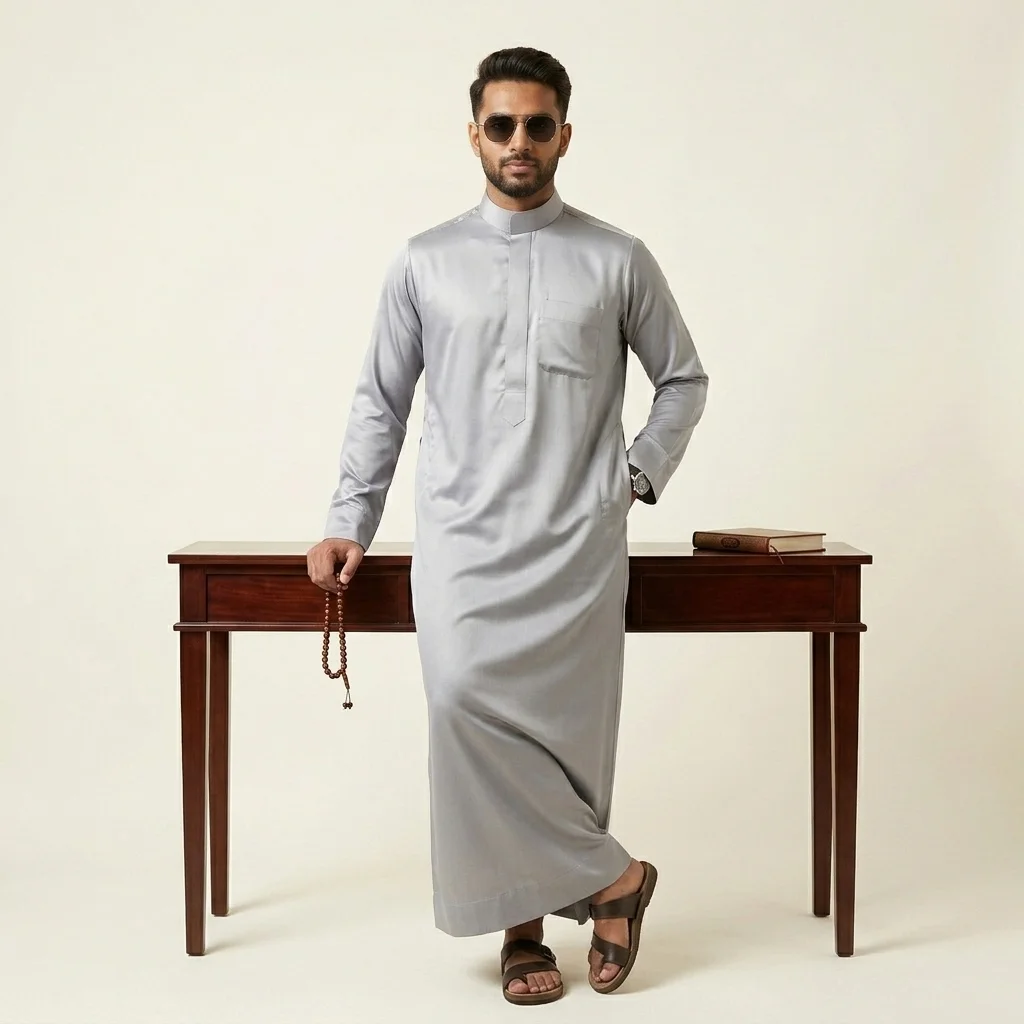 Metallic slate grey wholesale thobes USA