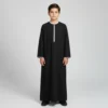 Black Embroidered Kids Boy Omani jubba Thobes USA