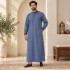 Blue Omani Thobe with Maroon Contrast Detailing USA
