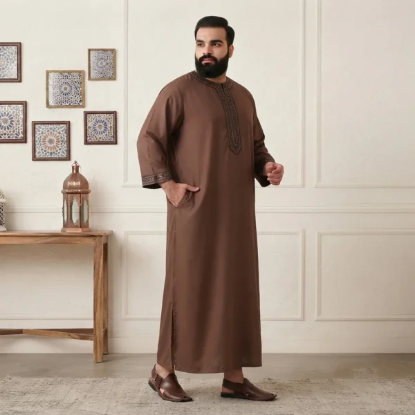 Brown 6XL Moroccan Men’s Thobe USA Brown 6XL Moroccan Men’s Thobe USA