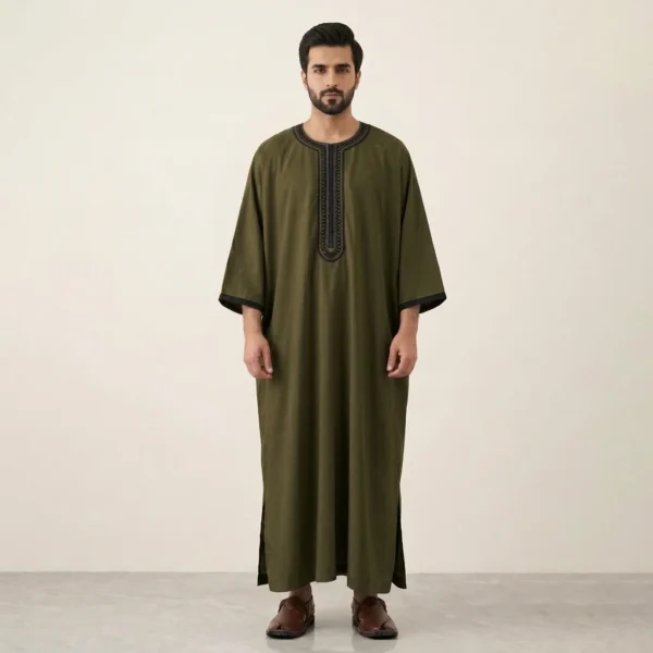 Classic Olive Green Moroccan Thobe USA