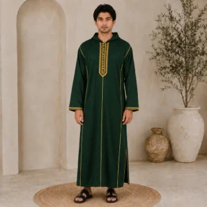 Deep Emerald Green Hooded Moroccan Djellaba USA