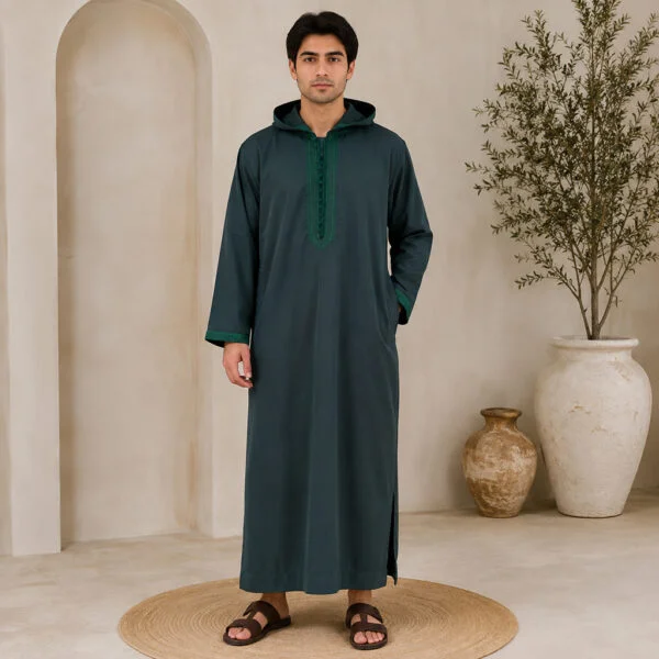 Designer Luxury Green Hooded Moroccans Djellaba USA Designer Luxury Green Hooded Moroccans Djellaba USA