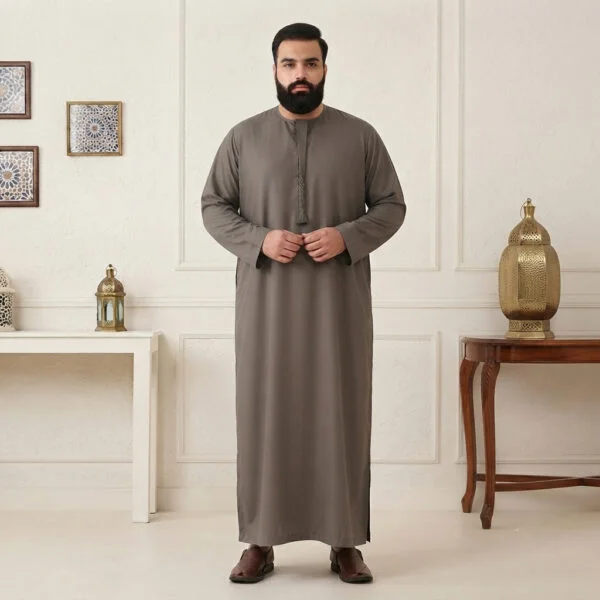 Earthy taupe Emirati style men's plus size thobes USA