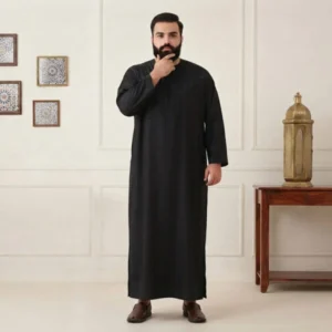 Embellished Black Omani 6XL Men Thobes USA