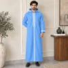 Embroidered Men’s Sky Blue Wool Hooded Thobe USA