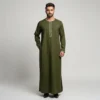 Embroidered Olive Green Omani Thobe USA