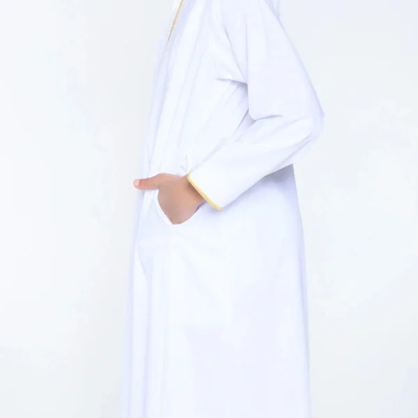 Embroidered White Kids Thobe Jubba