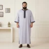 Grey Embroidered Moroccan Men’s Thobe 6XL USA Grey Embroidered Moroccan Men’s Thobe 6XL USA