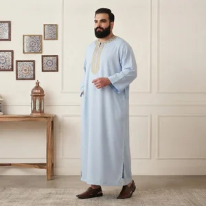 Light Blue Traditional Moroccan 6XL Thobe USA
