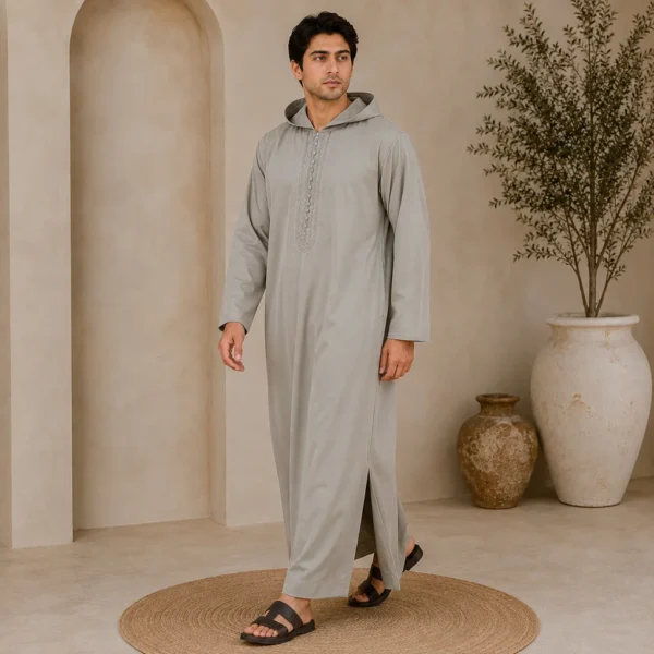 Light Grey Elegant Moroccan Djellaba for Men