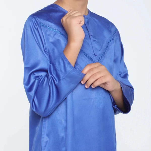 Marine Blue Omani Style Boy Jubba Thobe
