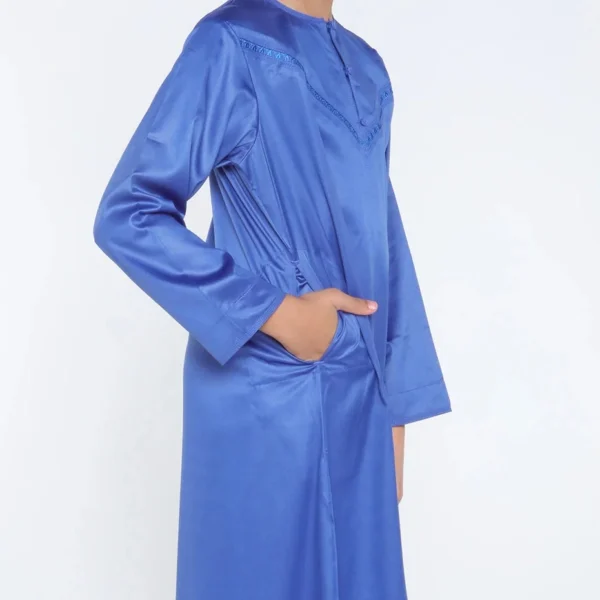 Marine Blue Omani Style Boy Jubba Thobe
